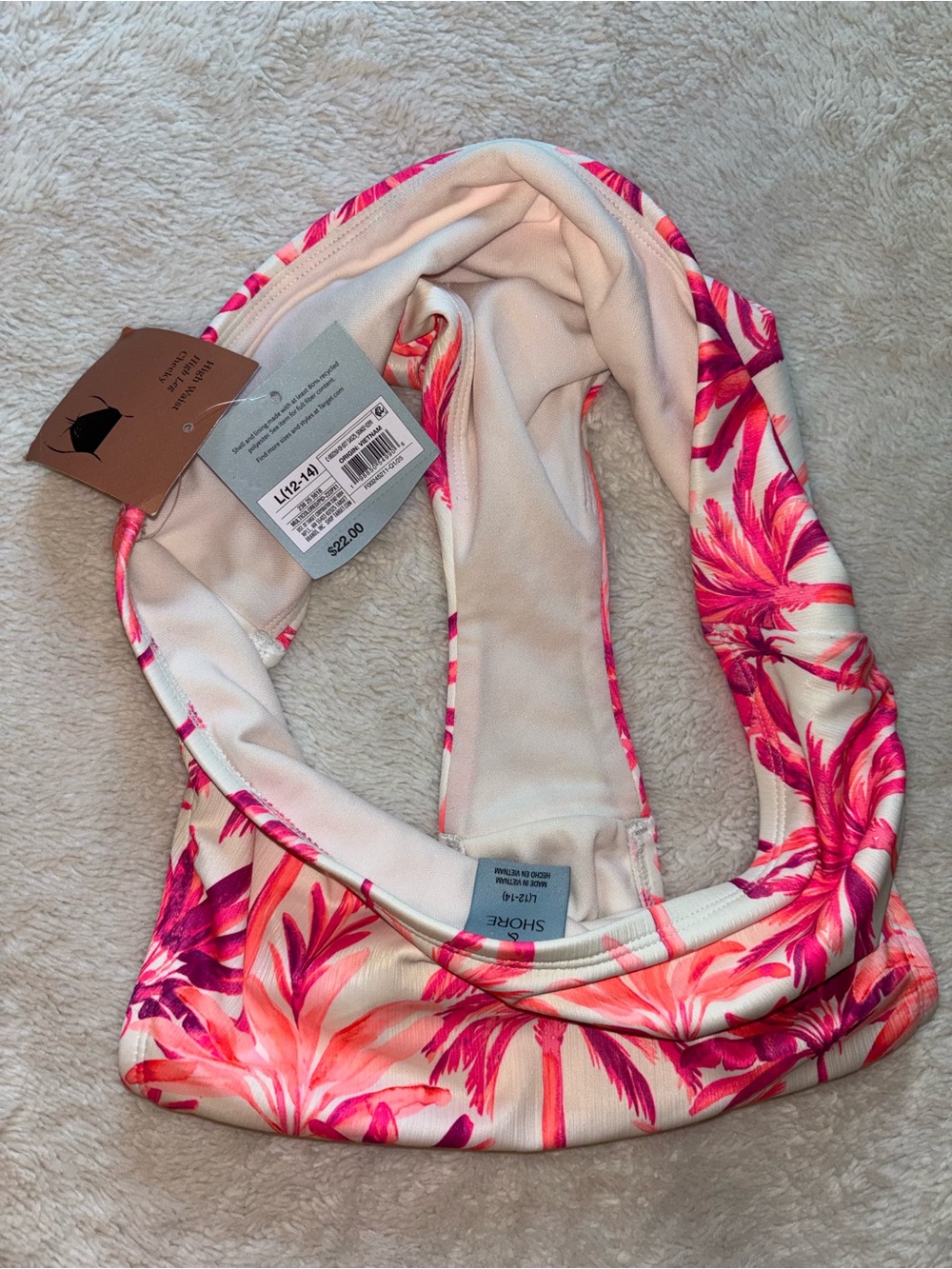 Shade & Shore Pink Palm High Rise High Leg Cheeky Bikini Bottom - Picture 7 of 7